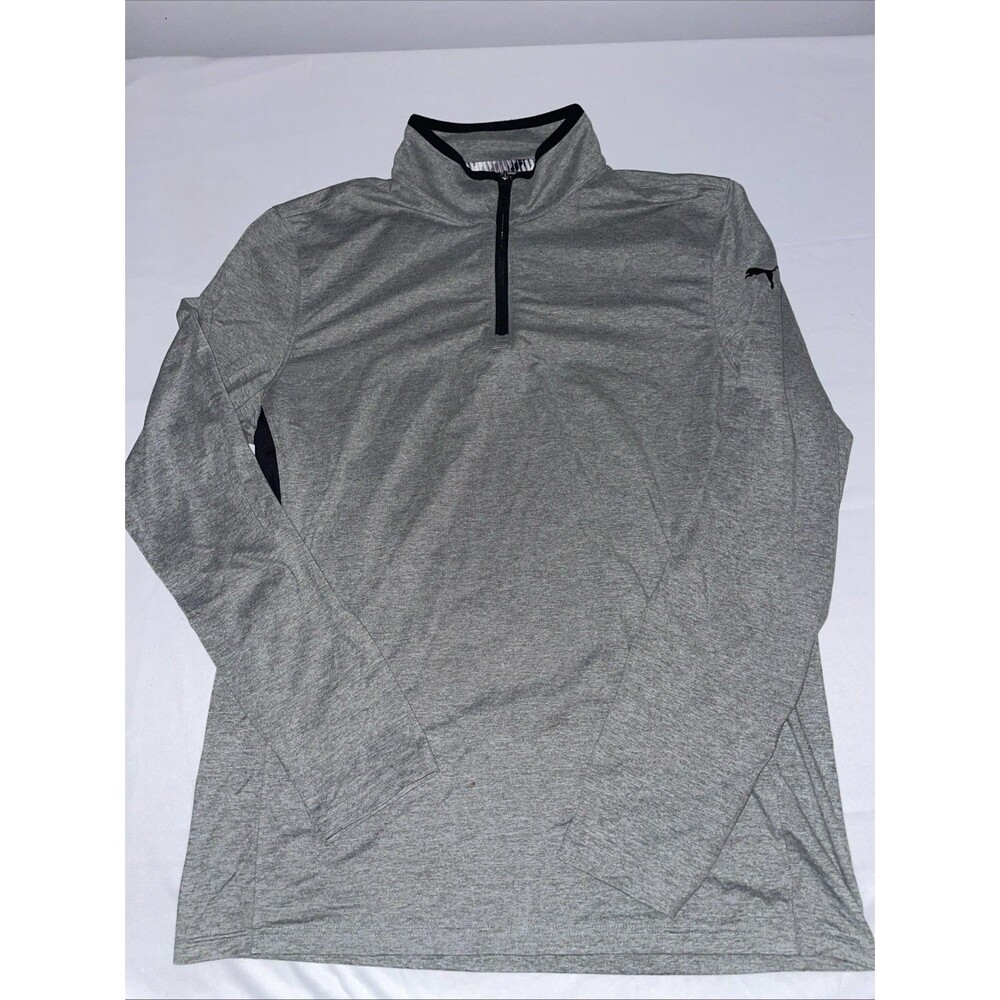 PUMA Mens Gray Quarter Zip Pullover Athletic Training Shirt M